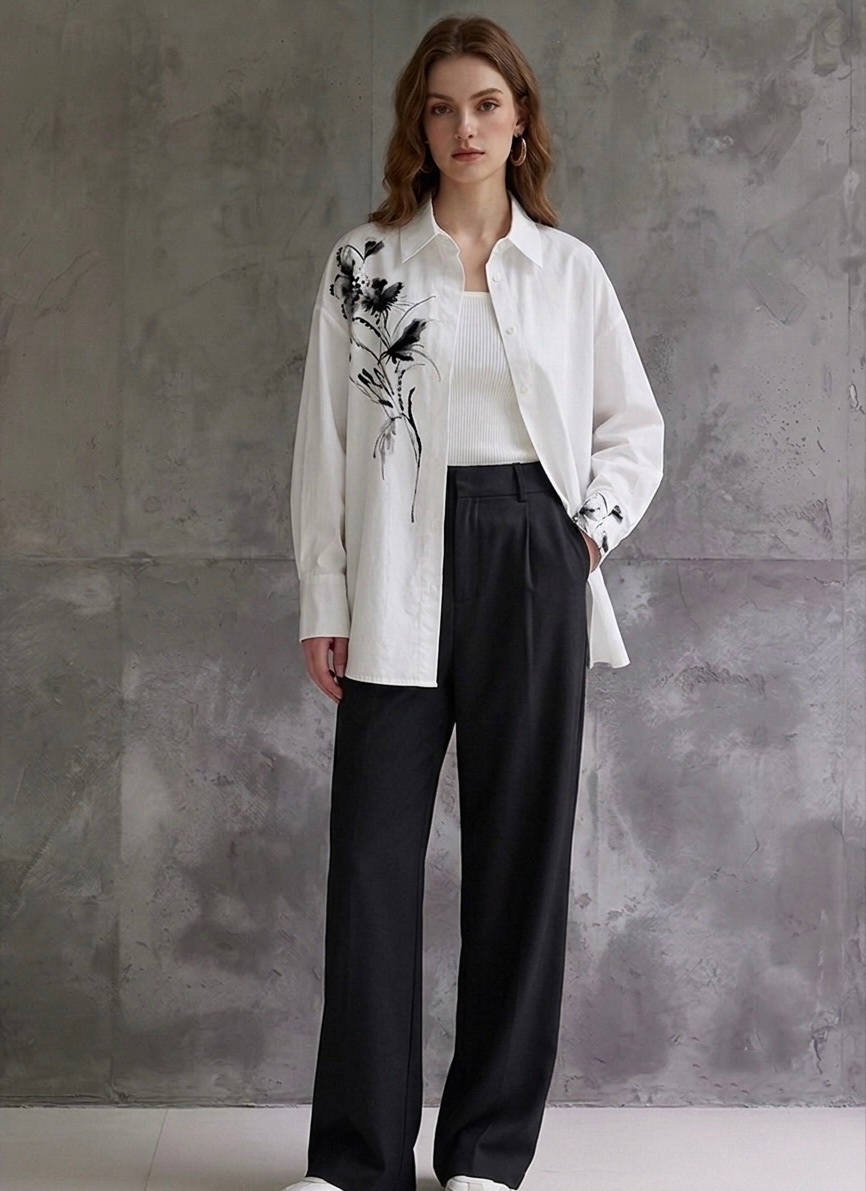 Front styling view showing the length and placement of shirt SH_26008
